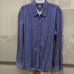 Butter Men's Navy and Red Checkered Shirt